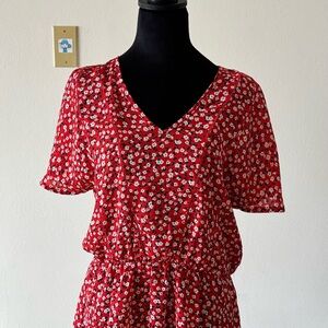 Sienna Sky Red Floral Short Sleeve Dress